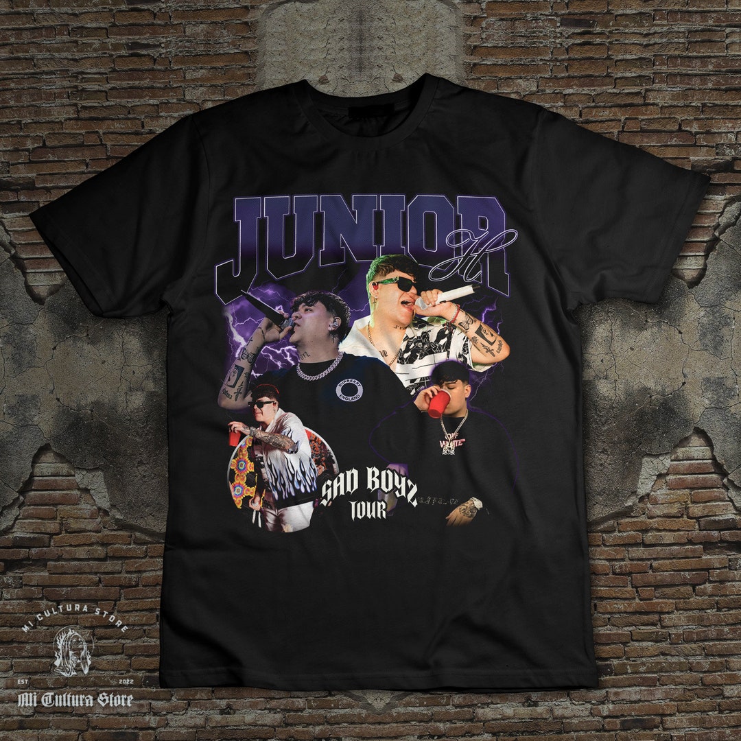 Junior H Sad Boyz Tour Vintage Look Tshirt Playera Regional Mexicano