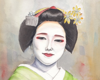 舞妓油絵 – 日本の芸者の肖像画（8x10 キャンバス） - Etsy 日本