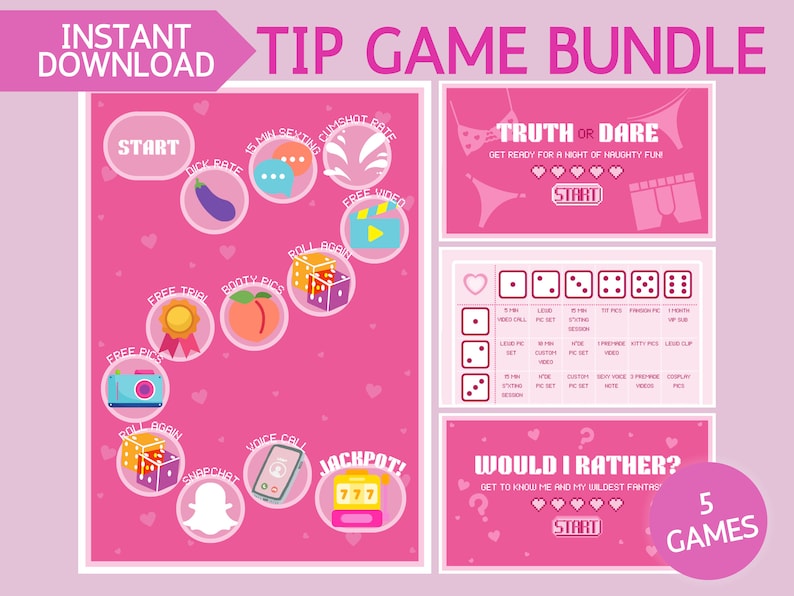 Onlyfans Tip Game Bundle Printable Adult Game for Adult Creators Using
