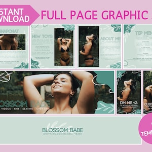 Full Page OnlyFans Graphic Template Set - Easy to Edit templates of Banner, Posts, Stories, TIP MENU and Watermark | Ethereal Earth