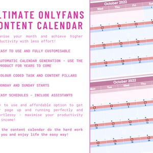 Ultimate Onlyfans Content Calendar - Planner for Adult Creators Using