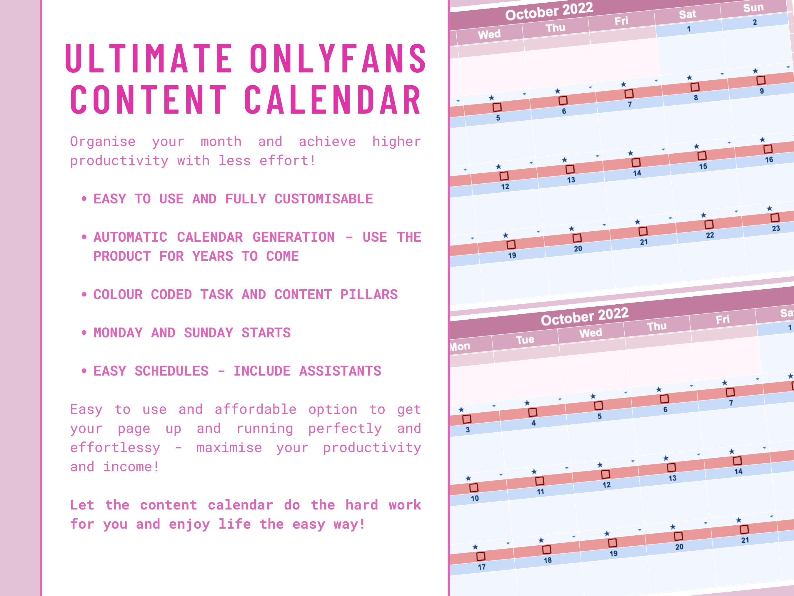 Ultimate Onlyfans Content Calendar Planner for Adult Etsy