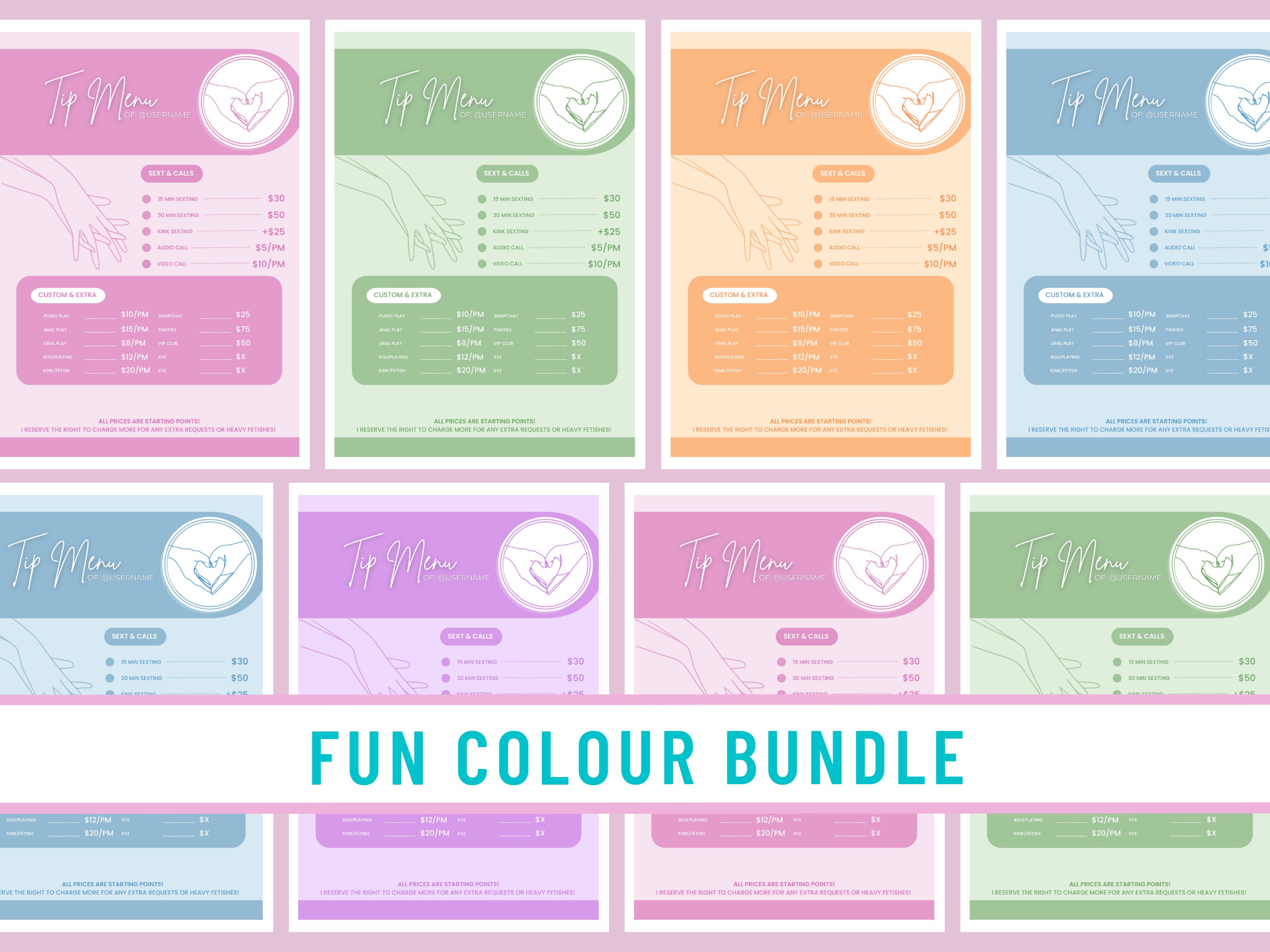 Easy to Edit Onlyfans Tip Menu Template for Fansly Adult - Etsy UK