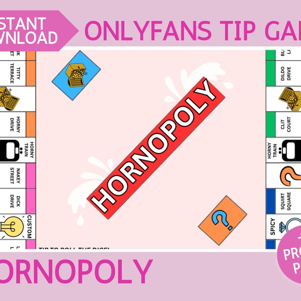 Tipspel Hornopoly - Afdrukbaar bordspel voor volwassenen voor makers van volwassenen die Onlyfans, Fansly, LoyalFans, andere fansites en Cam Girls gebruiken