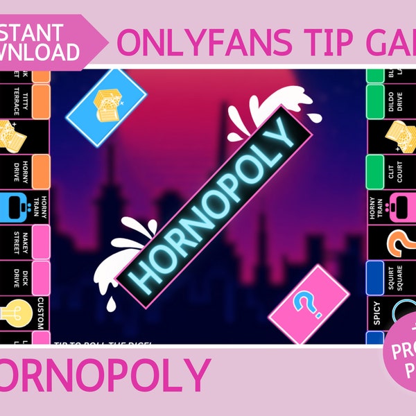 Tipspel Hornopoly - Afdrukbaar bordspel voor volwassenen voor makers van volwassenen die Onlyfans, Fansly, LoyalFans, andere fansites en Cam Girls gebruiken