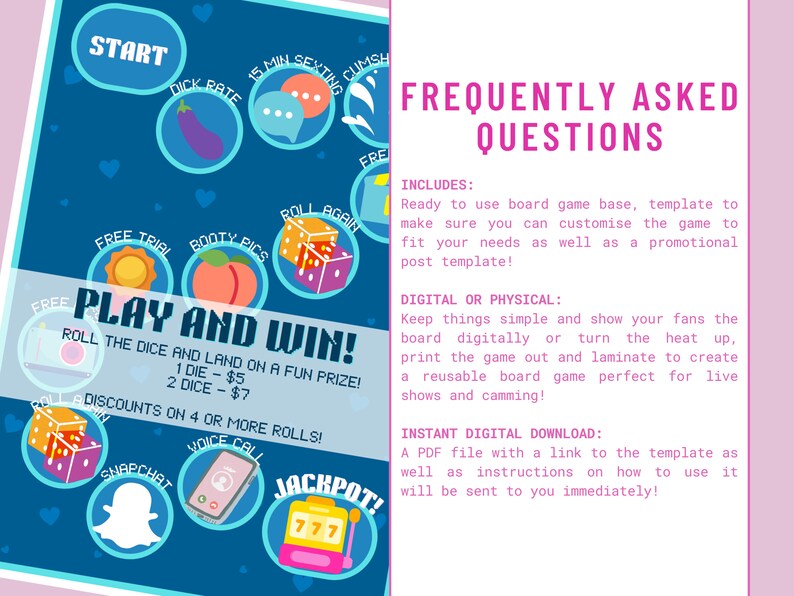 Onlyfans Board Game Tip Game Printable Adult Game for Adult Creators