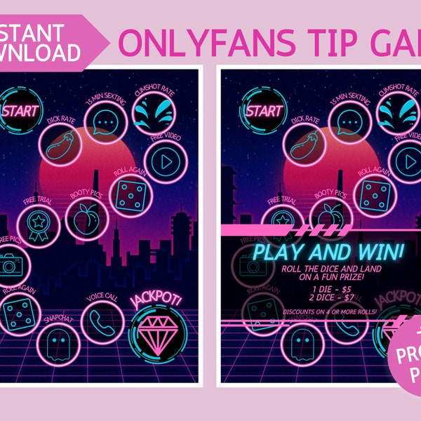 OnlyFans Board Game Tip Game - Printable Neon Adult Game for Adult Creators using Onlyfans, Fansly, LoyalFans, NiteFlirt, and Cam Girls