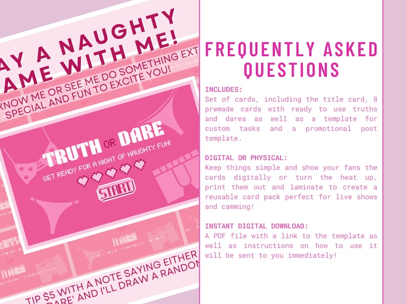 Tip Game Naughty Truth or Dare Printable Adult Game for Etsy