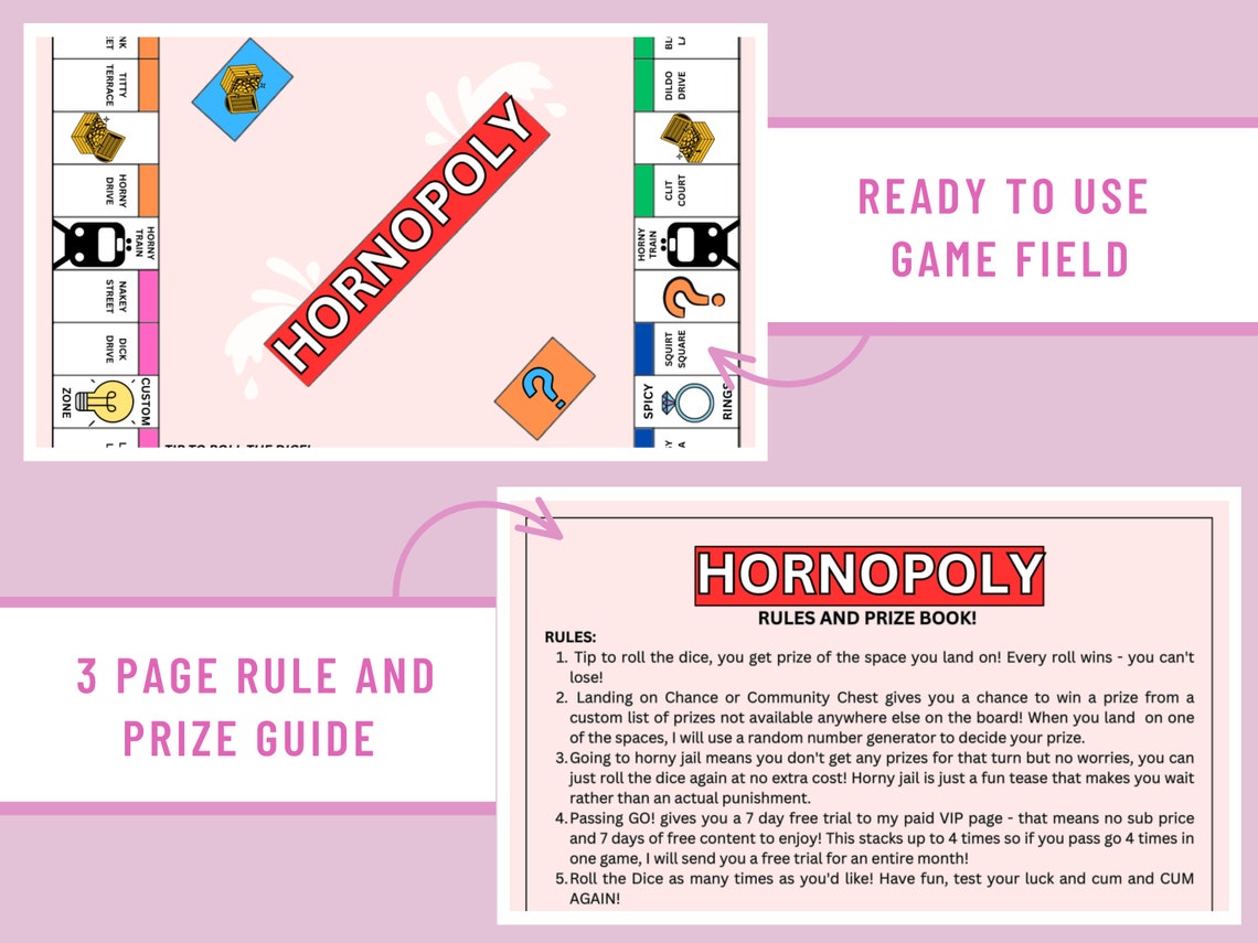 Tip Game Hornopoly Printable Adultboard Game for Adult Creators Using