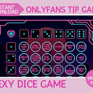 Tip Game Dice Roll - Printable Anime Adult Dice Game for Adult Creators using Onlyfans, Fansly, NiteFlirt, other fan sites, and Cam Girls
