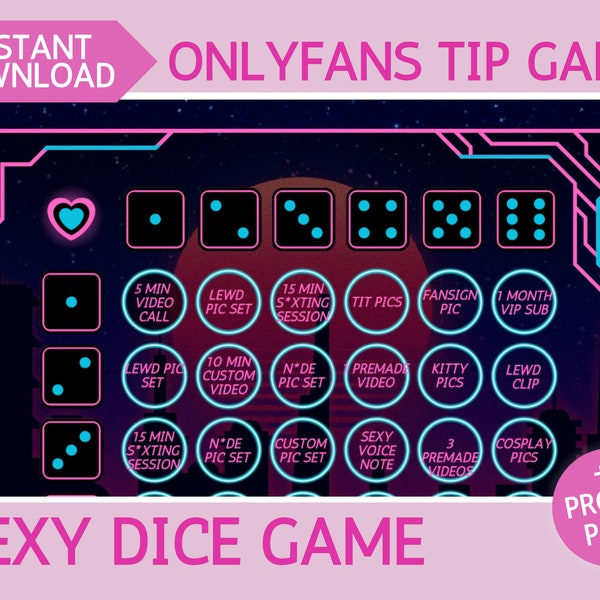 Tip Game Dice Roll - Printable Anime Adult Dice Game for Adult Creators using Onlyfans, Fansly, NiteFlirt, other fan sites, and Cam Girls