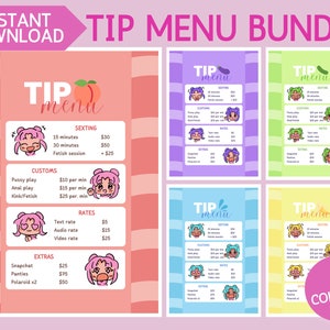 Easy to Edit OnlyFans Tip Menu template - for Fansly, Adult Content fan sites and Cam Girl sites | Fruity Babe