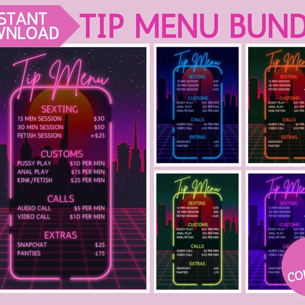 Easy to Edit OnlyFans Tip Menu template - for Fansly, Adult Content fan sites and Cam Girl sites | Cyber Vibes