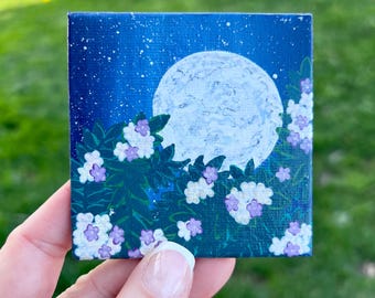 Moon & Flowers Painting