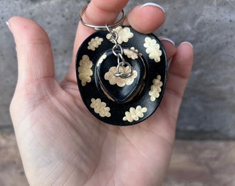 Golden Clouds Cowboy Disco Ball Keychain