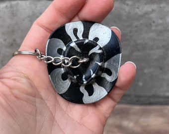 Silver Flames Cowboy Discoball Keychain