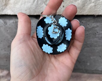 Baby Blue Clouds Cowboy Discoball Keychain