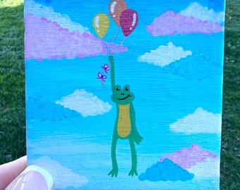 Happy Floating Frog Painting
