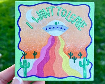 Funky Alien UFO Painting