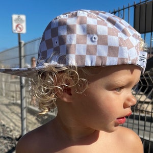 Tan Checkered 5 Panel Toddler Hat: Surf Skate Style, Fall Hat, Toddler Hat