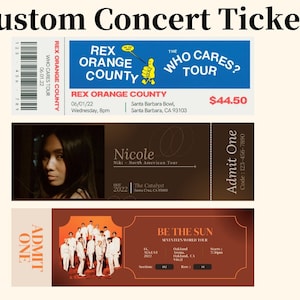 Personalisierte Konzertkarten / Druckbare Konzertkarten / Konzerttickets zum Ausdrucken / Downloaden von Konzertkarten