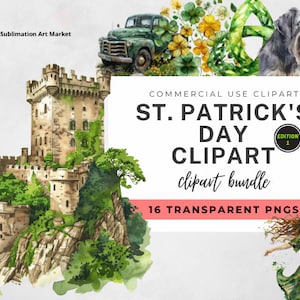 16 St. Patrick&#39;s Day Clipart Bundle Edition 1, Aquarell irische Clipart, Shamrock Clipart, St. Patrick&#39;s Day Clipart Grafiken