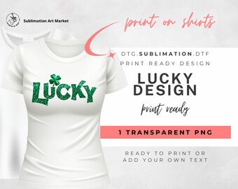 Lucky PNG, Faux Embroidery Lucky Png, Lucky Faux Embroidery Sublimation Design PNG