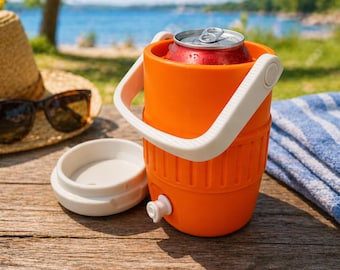 Mini Cooler Can Holder With Handle for 12 oz Can, 3D Printed Can Holder with Handle, Soda Can Holder, Beverage Carrier