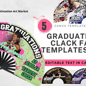 5 Graduation Clack Fan Templates Volume 3, Grad Fan, Canva Template, Graduation Design, Graduation Fan