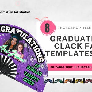 8 Graduation Clack Fan Templates Volume 1, Grad Fan, Photoshop Template, Graduation Design, Graduation Fan