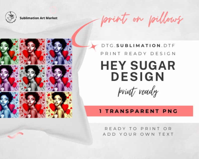 May include: A digital download of a print-ready design featuring a collage of nine images of a woman with a colorful background. The design includes the text "Hey Sugar Design" and "print ready".