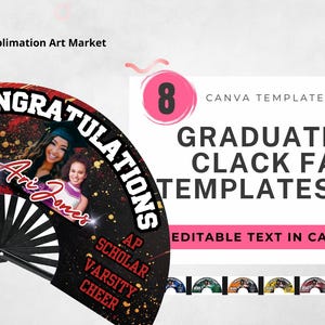 8 Graduation Clack Fan Templates Volume 2, Grad Fan, Canva Template, Graduation Design, Graduation Fan