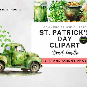 16 St. Patrick&#39;s Day Clipart Bundle Edition 3, Aquarell irische Clipart, Shamrock Clipart, St. Patrick&#39;s Day Clipart Grafiken