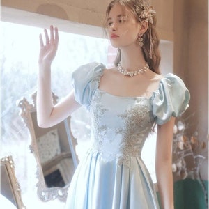Party Regency Dress Floral Elegant Puff Sleeves Bridgerton - Etsy