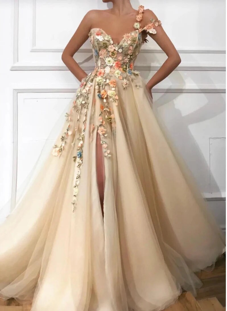 floral long prom dress