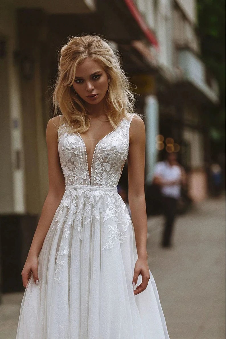 Boho Wedding Dress Prom Dress Bridal Dress Gown Elegant - Etsy