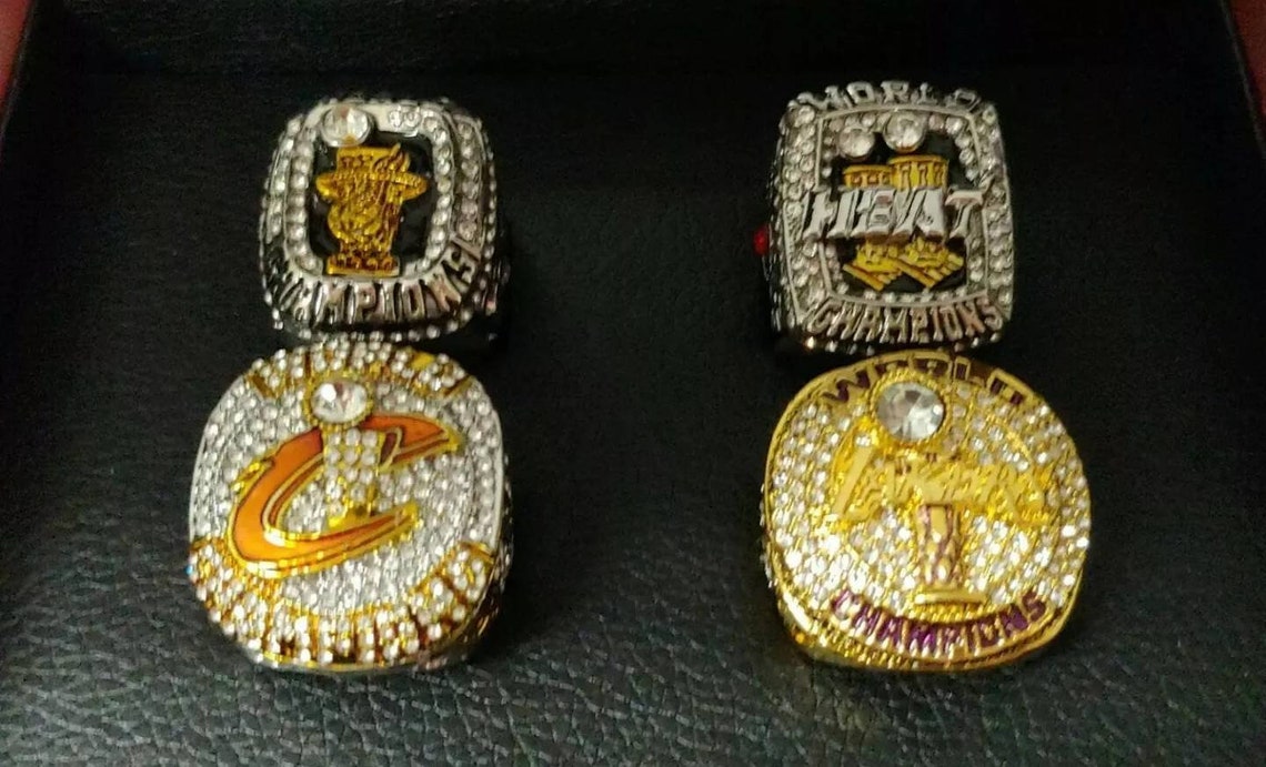 Lebron James Championship 4 Ring Set With Wooden Display - Etsy