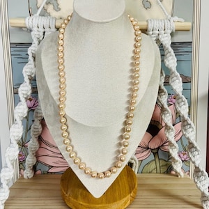Vintage Faux Pearl Beaded Necklace Cream Round Beads Simulated Imitation
