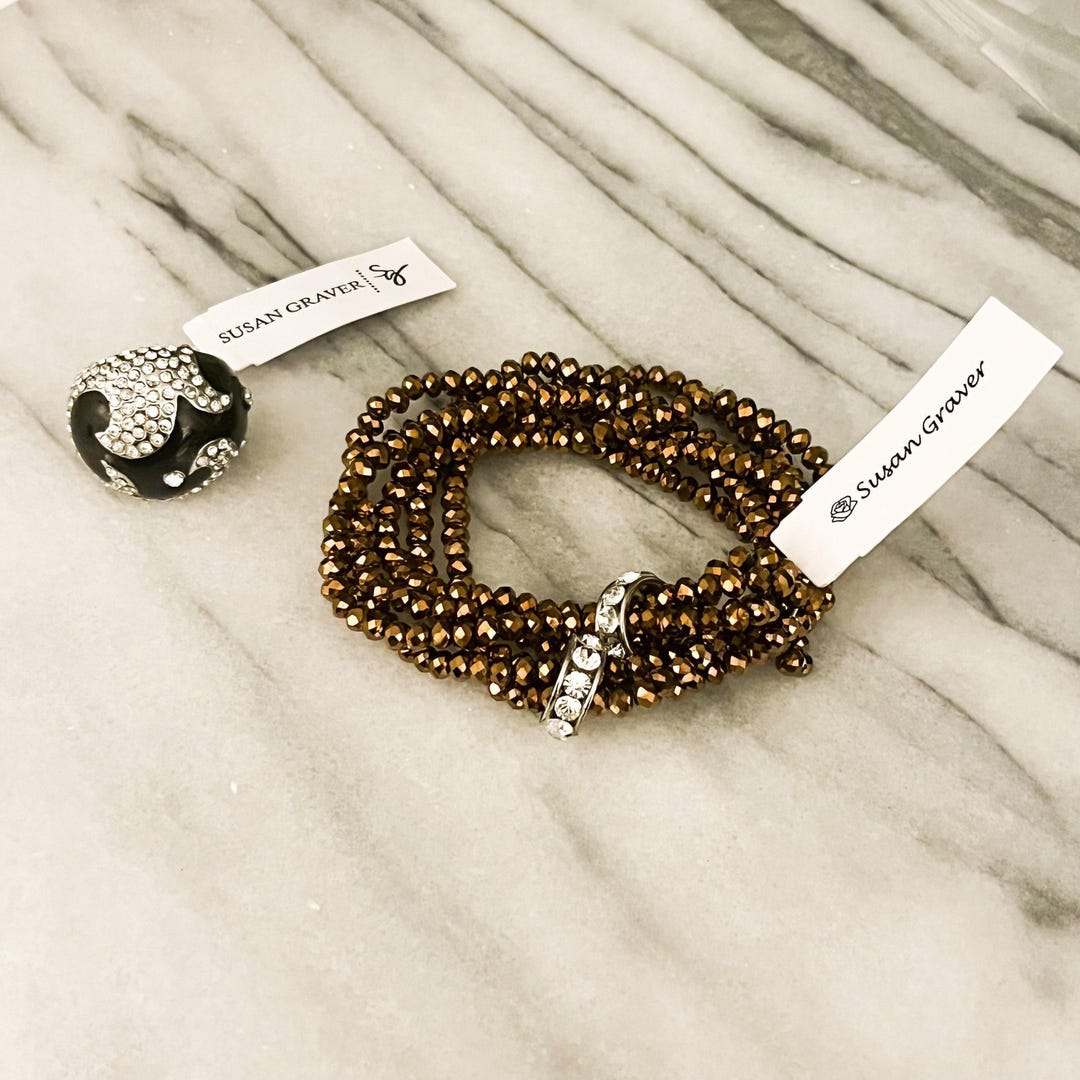 Susan Graver Cocktail Ring and Bracelet Statement Glam Bling