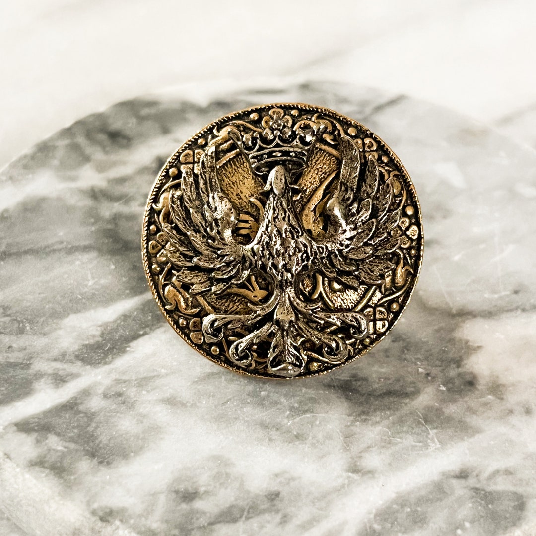 Signed ART Phoenix Medallion Ring Gold Toned Metal Size 3 - Etsy