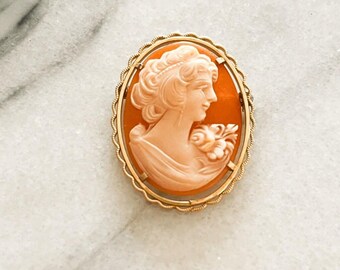 RESERVED 14 Kt. Gold Carved Shell Cameo Set, 585 Cameo