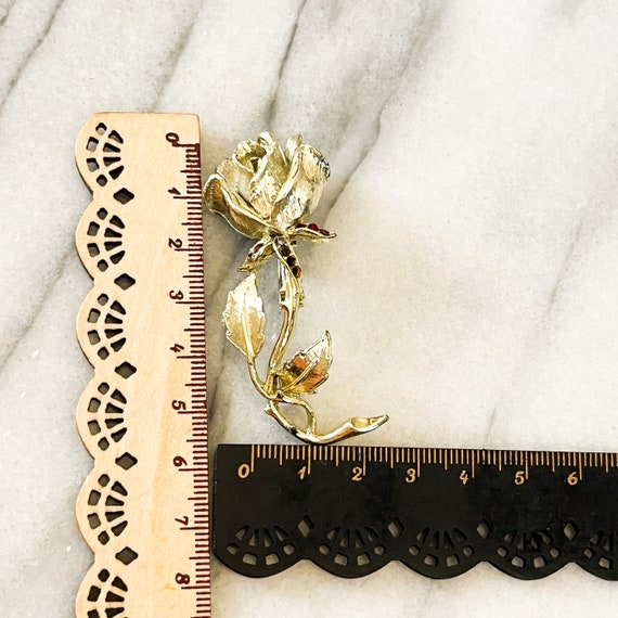 Vintage Signed Gerrys Rose Flower Brooch Pin - Go… - image 4