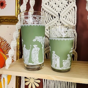 Jeanette Wedgwood Jasperware Green Greek Set of 2 Small and Large Gold Rim