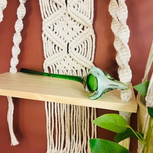 Art Glass Stemmed Flower Decor Piece Green White Home Decorating Floral