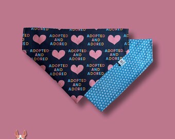 Adopted and Adored Reversible Pet Bandana - 50% of proceeds donated to pet rescue