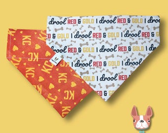 Pañuelo reversible para mascotas KC Chiefs Drool rojo y dorado