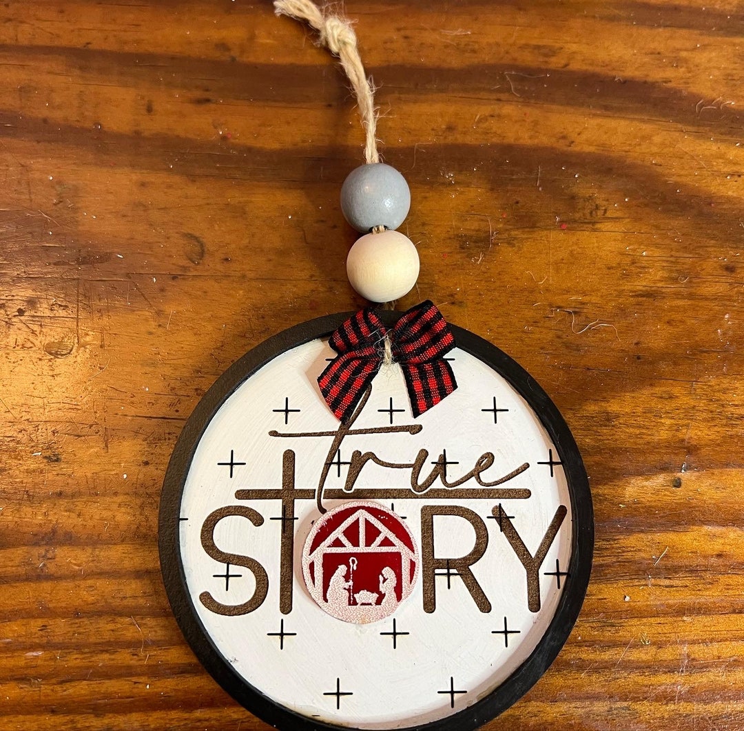 True Story Nativity Laser Engraved Whiteboard Blackboard Circle