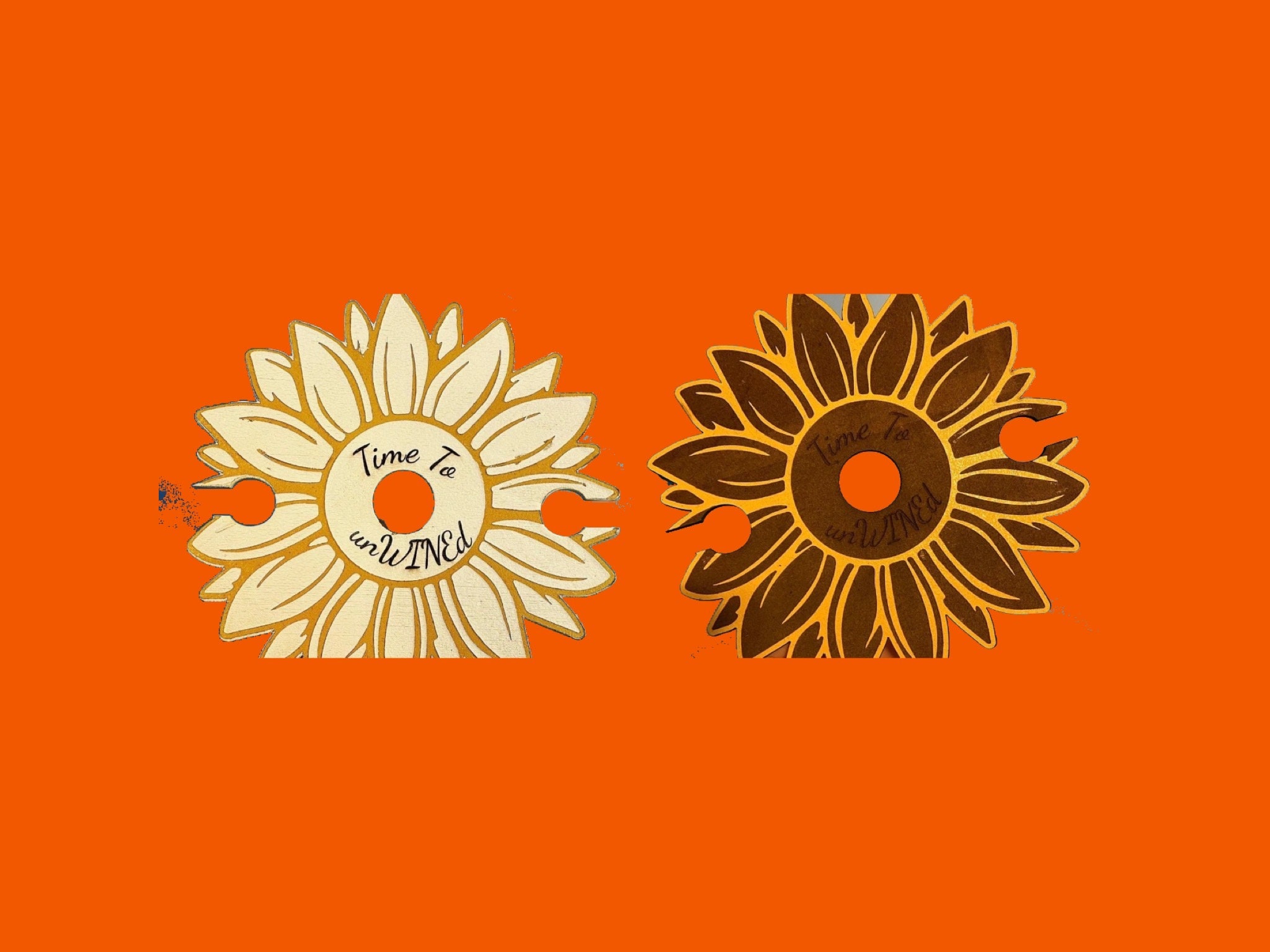 Time to Unwined Sunflower Wine Caddy Laser Engraved Wine Etsy