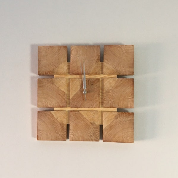 Horloge carrée en bois, chêne, horloge 11''
