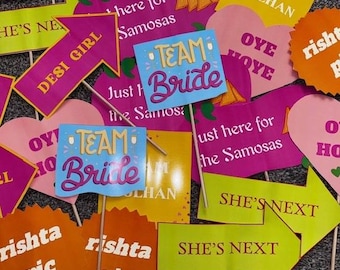 Desi Wedding Photo Booth Props – Mehndi Dholki Party Signs (digitale download)